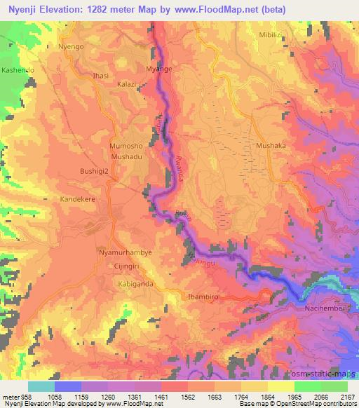 Nyenji,Rwanda Elevation Map