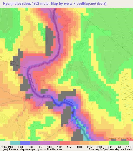 Nyenji,Rwanda Elevation Map