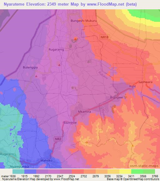Nyaruteme,Rwanda Elevation Map