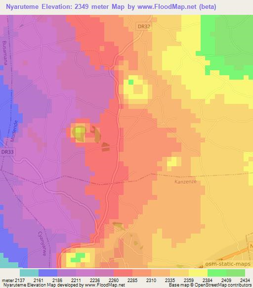 Nyaruteme,Rwanda Elevation Map