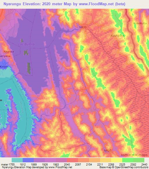 Nyarungu,Rwanda Elevation Map
