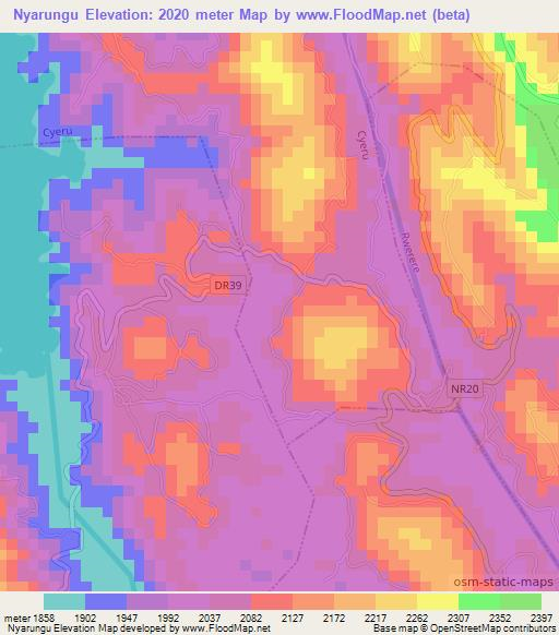 Nyarungu,Rwanda Elevation Map