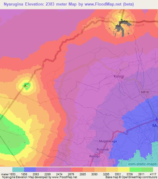 Nyarugina,Rwanda Elevation Map