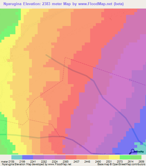 Nyarugina,Rwanda Elevation Map