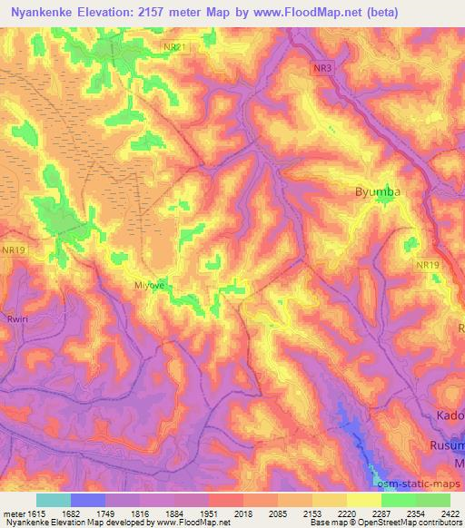 Nyankenke,Rwanda Elevation Map