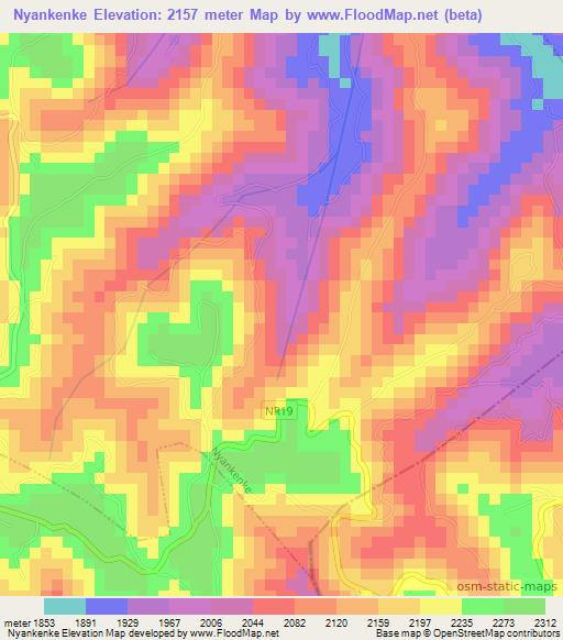 Nyankenke,Rwanda Elevation Map