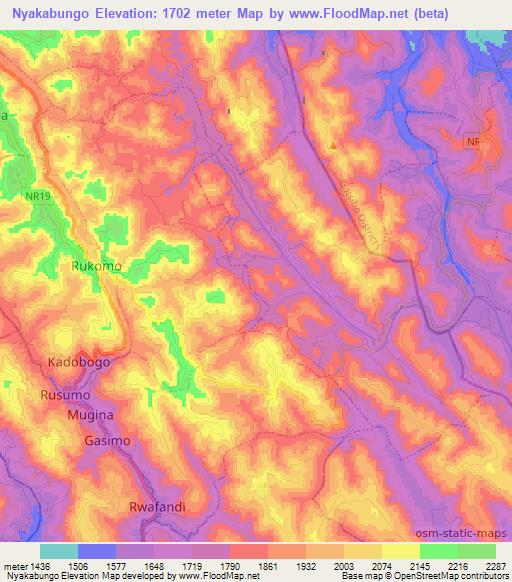 Nyakabungo,Rwanda Elevation Map