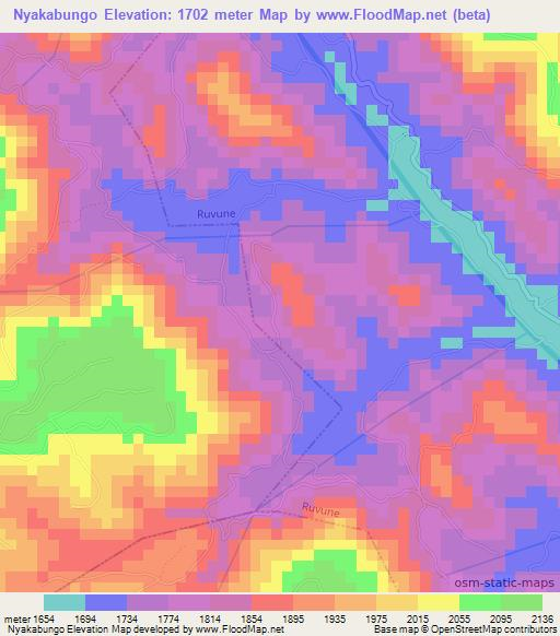Nyakabungo,Rwanda Elevation Map