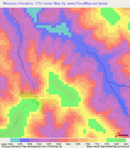 Nkuzuzu,Rwanda Elevation Map