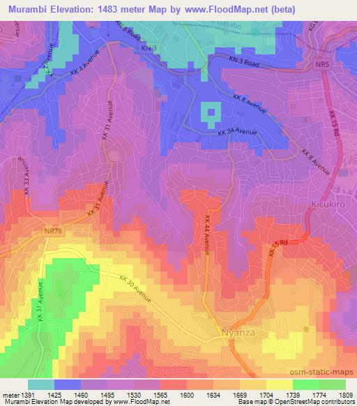 Murambi,Rwanda Elevation Map