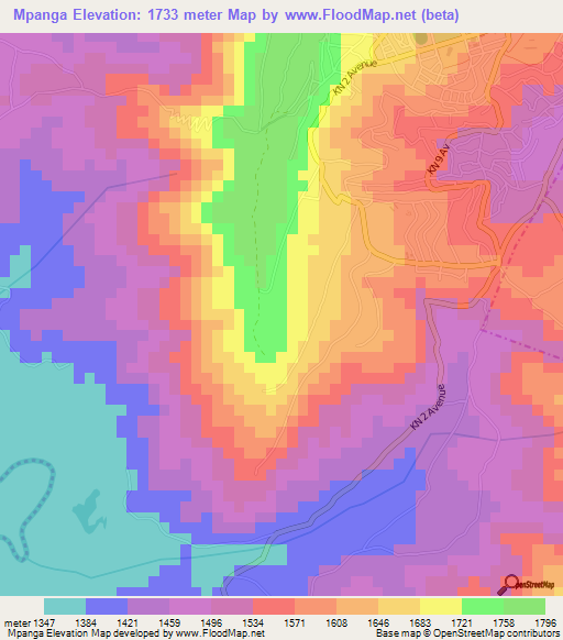 Mpanga,Rwanda Elevation Map