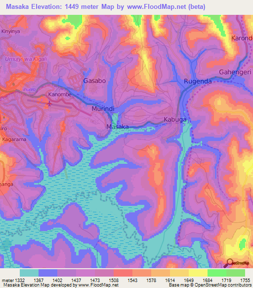Masaka,Rwanda Elevation Map