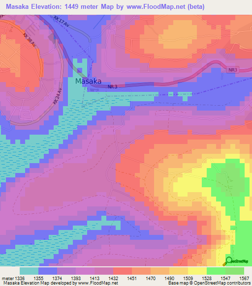 Masaka,Rwanda Elevation Map