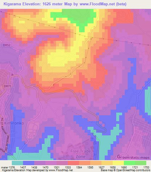 Kigarama,Rwanda Elevation Map