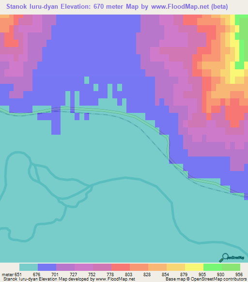 Stanok Iuru-dyan,Mongolia Elevation Map