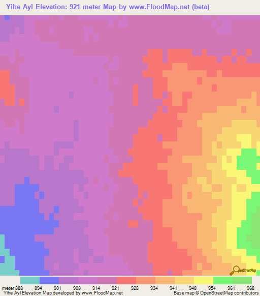 Yihe Ayl,Mongolia Elevation Map