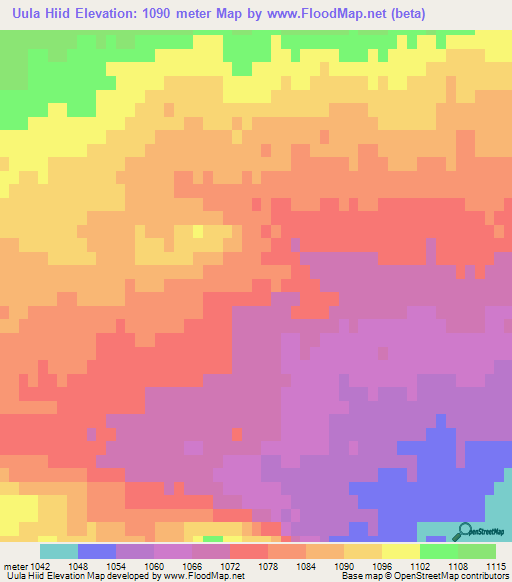 Uula Hiid,Mongolia Elevation Map