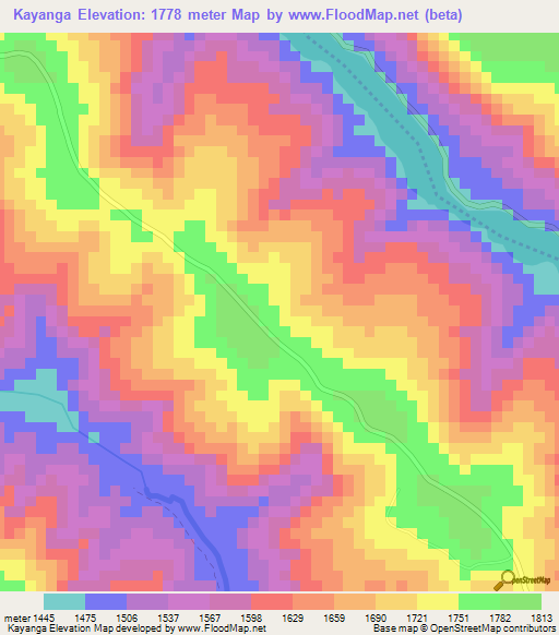 Kayanga,Rwanda Elevation Map