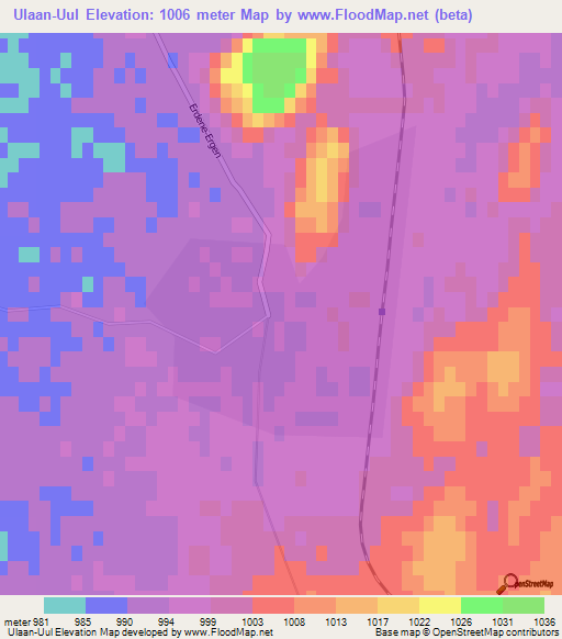 Ulaan-Uul,Mongolia Elevation Map