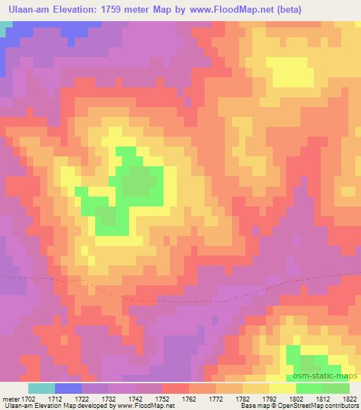 Ulaan-am,Mongolia Elevation Map