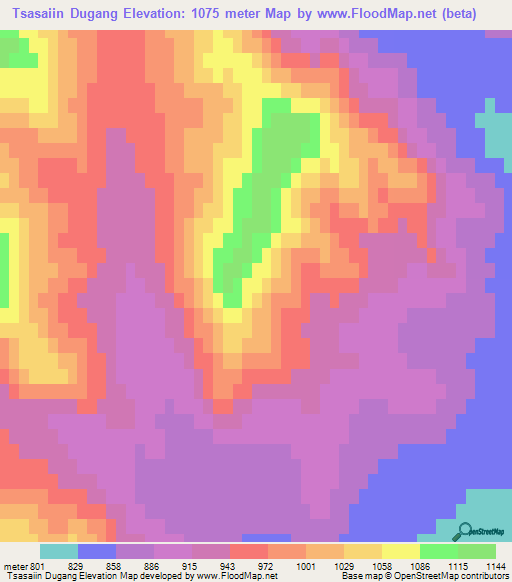 Tsasaiin Dugang,Mongolia Elevation Map