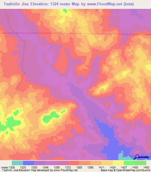 Tsahiriin Jisa,Mongolia Elevation Map