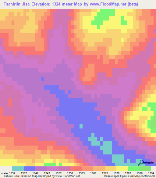 Tsahiriin Jisa,Mongolia Elevation Map