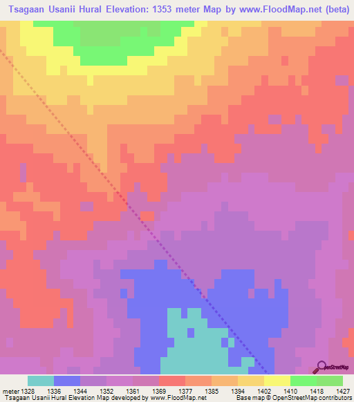 Tsagaan Usanii Hural,Mongolia Elevation Map