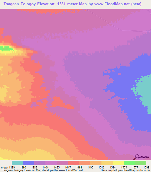 Tsagaan Tologoy,Mongolia Elevation Map