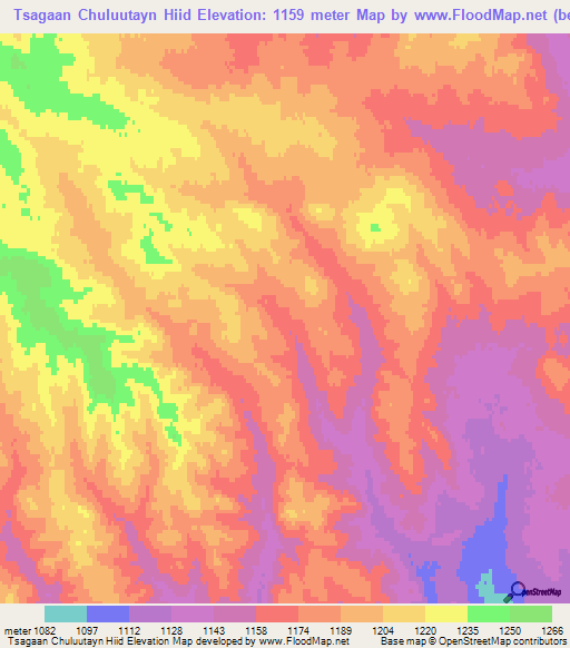 Tsagaan Chuluutayn Hiid,Mongolia Elevation Map