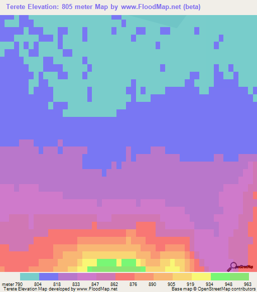 Terete,Mongolia Elevation Map