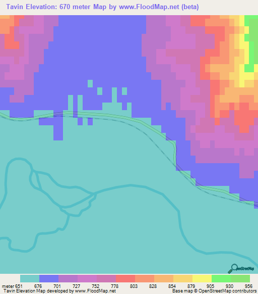 Tavin,Mongolia Elevation Map