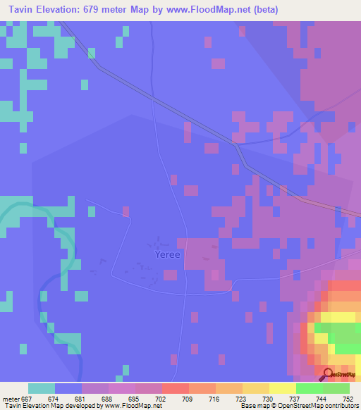 Tavin,Mongolia Elevation Map
