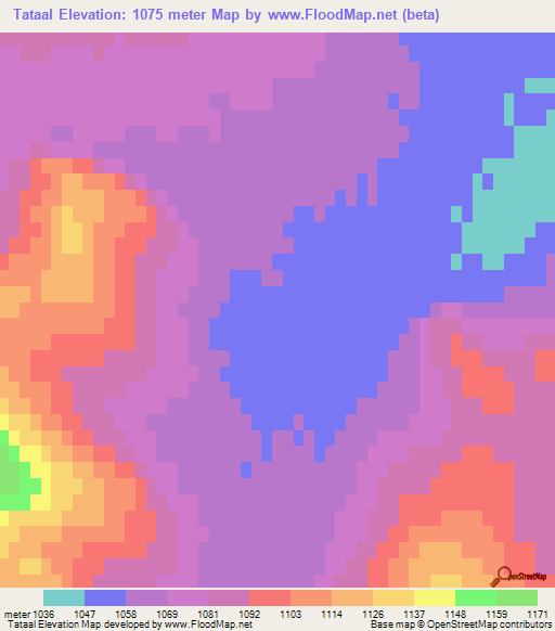 Tataal,Mongolia Elevation Map