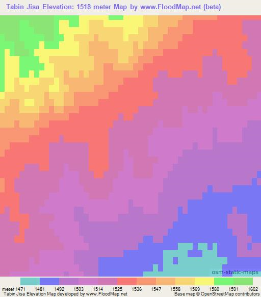Tabin Jisa,Mongolia Elevation Map