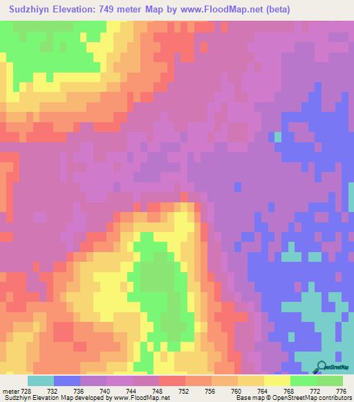 Sudzhiyn,Mongolia Elevation Map