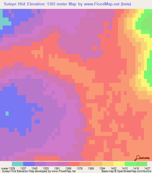Suteyn Hiid,Mongolia Elevation Map