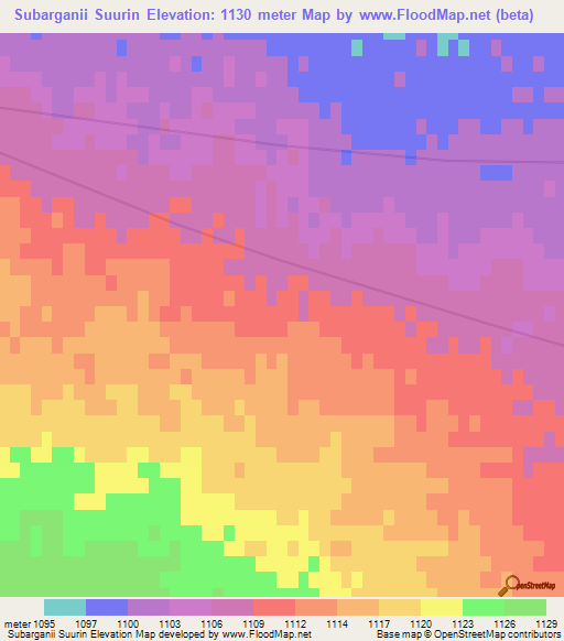 Subarganii Suurin,Mongolia Elevation Map