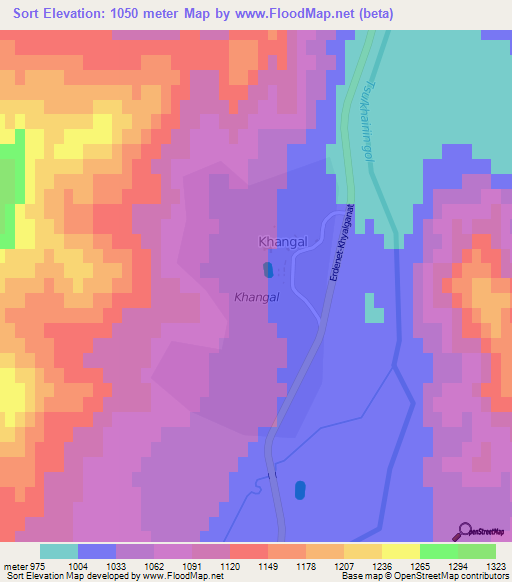 Sort,Mongolia Elevation Map