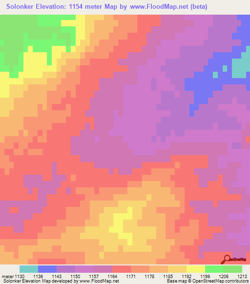 Solonker,Mongolia Elevation Map