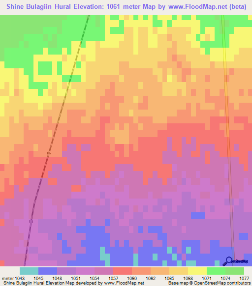 Shine Bulagiin Hural,Mongolia Elevation Map