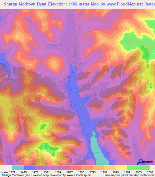 Sharga Moritoyn Dyan,Mongolia Elevation Map