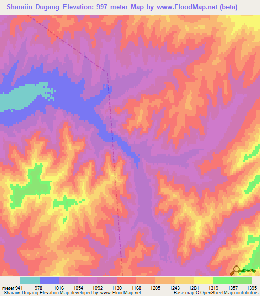 Sharaiin Dugang,Mongolia Elevation Map