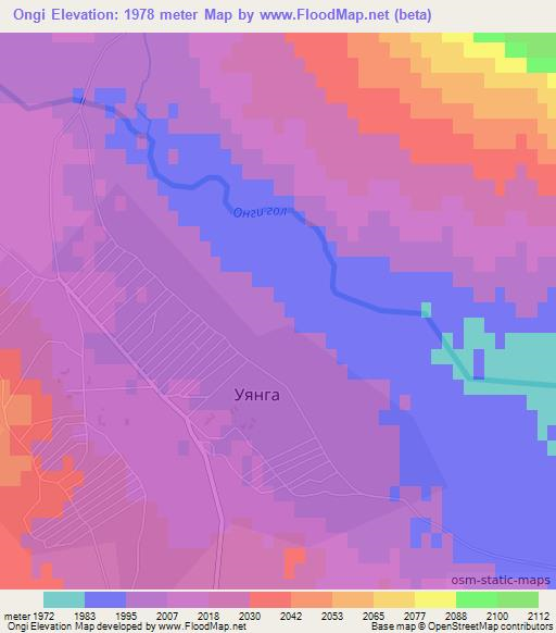 Ongi,Mongolia Elevation Map