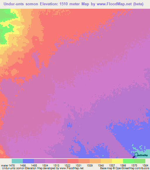 Undur-unts somon,Mongolia Elevation Map