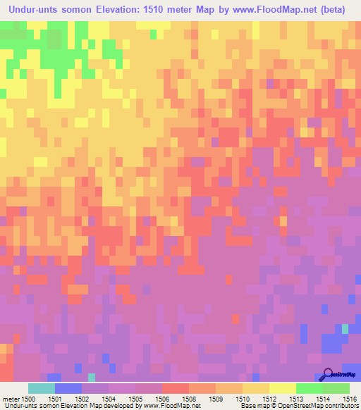 Undur-unts somon,Mongolia Elevation Map
