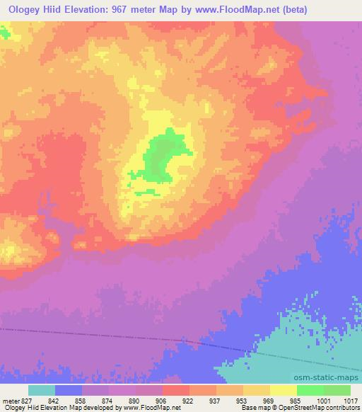 Ologey Hiid,Mongolia Elevation Map