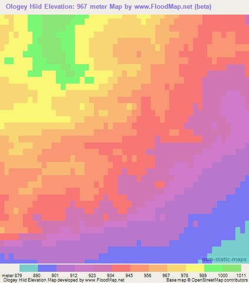 Ologey Hiid,Mongolia Elevation Map