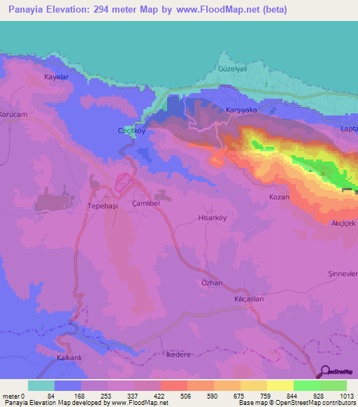 Panayia,Cyprus Elevation Map