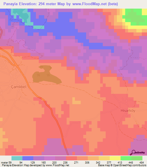 Panayia,Cyprus Elevation Map